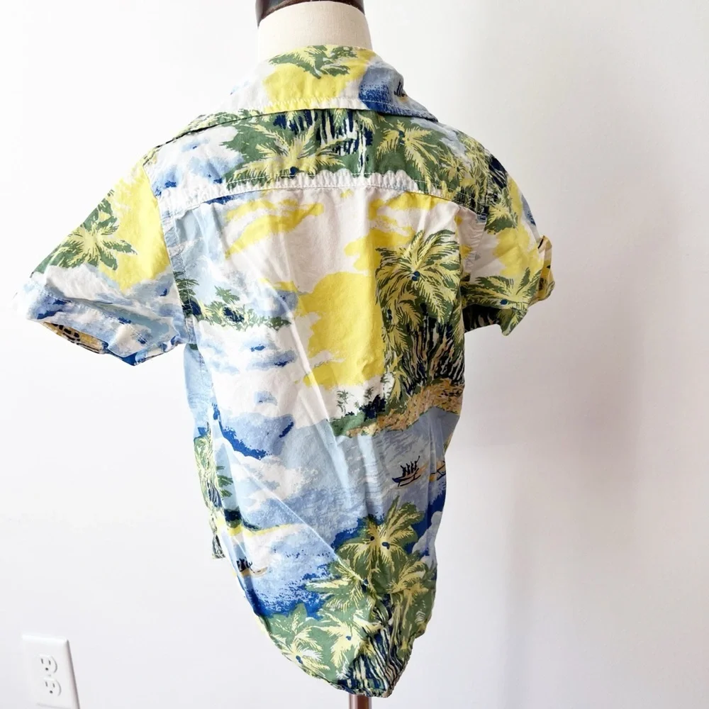 GAP Kids Blue Green Yellow Print‎ Button Down Shirt